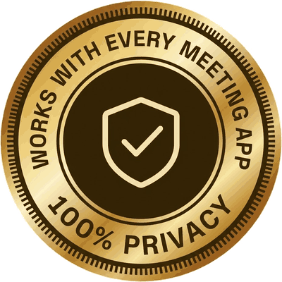 Badge reading works with every meeting app, 100 percent privacy.